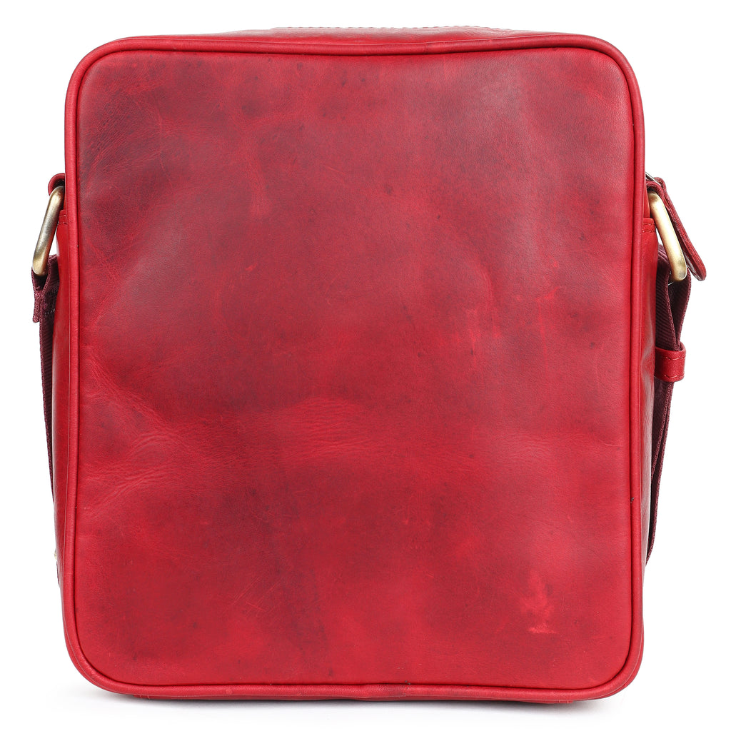 Bello Rosso Red Laser Work Side Bag – Oil Pull‑Up Leather Signature Series