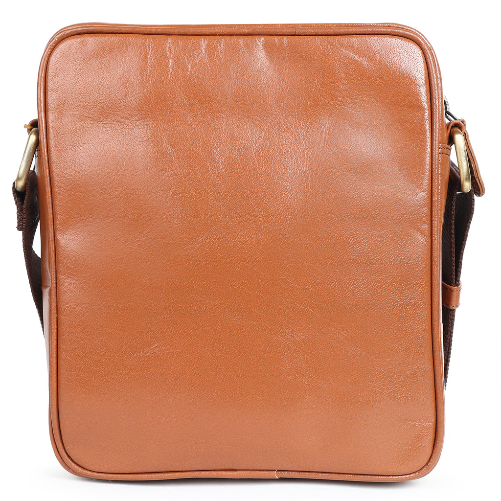 Bello Rosso Tan Laser Side Bag in Plain Soft Leather