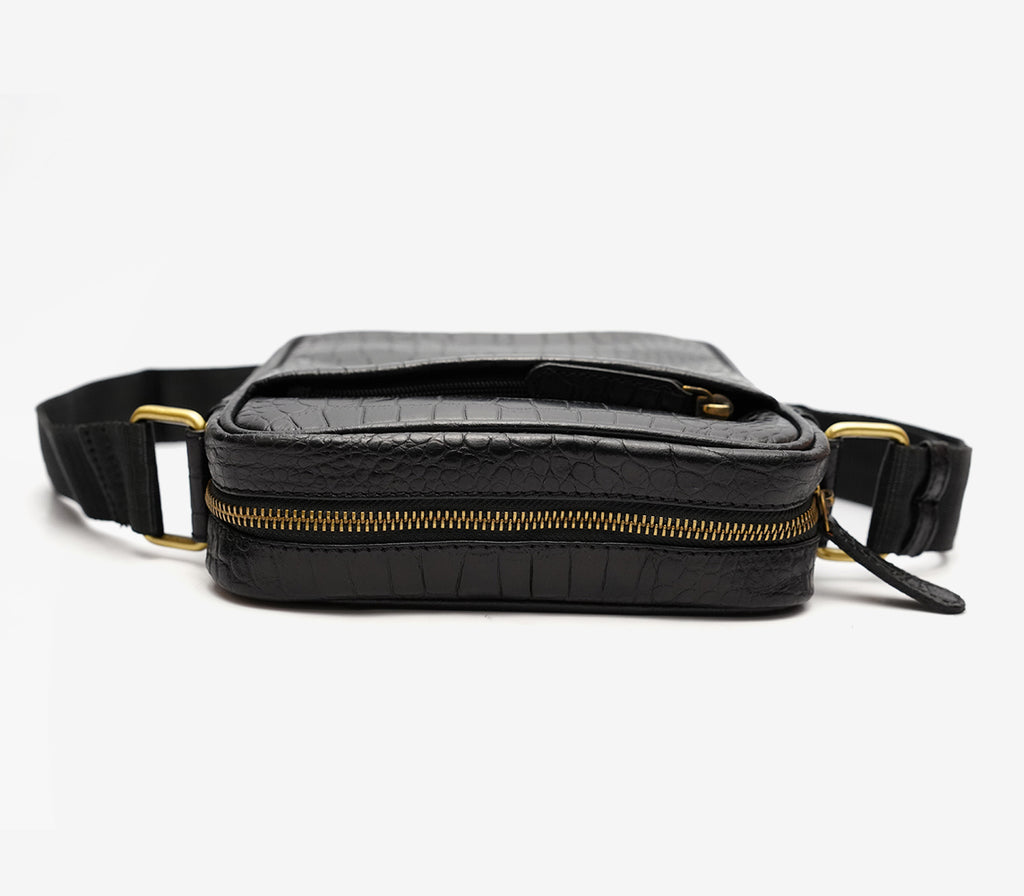 Bello  Pure Leather Crossbody Bag for Men - Durable & Handmade Black