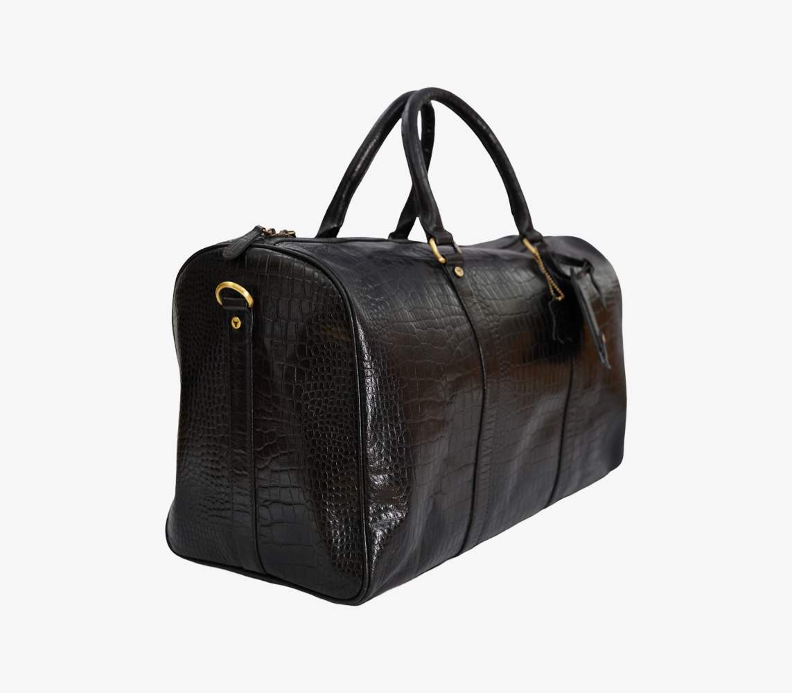 Luxury Croc-Embossed Pure Leather Duffle Bag Rich text editor Description