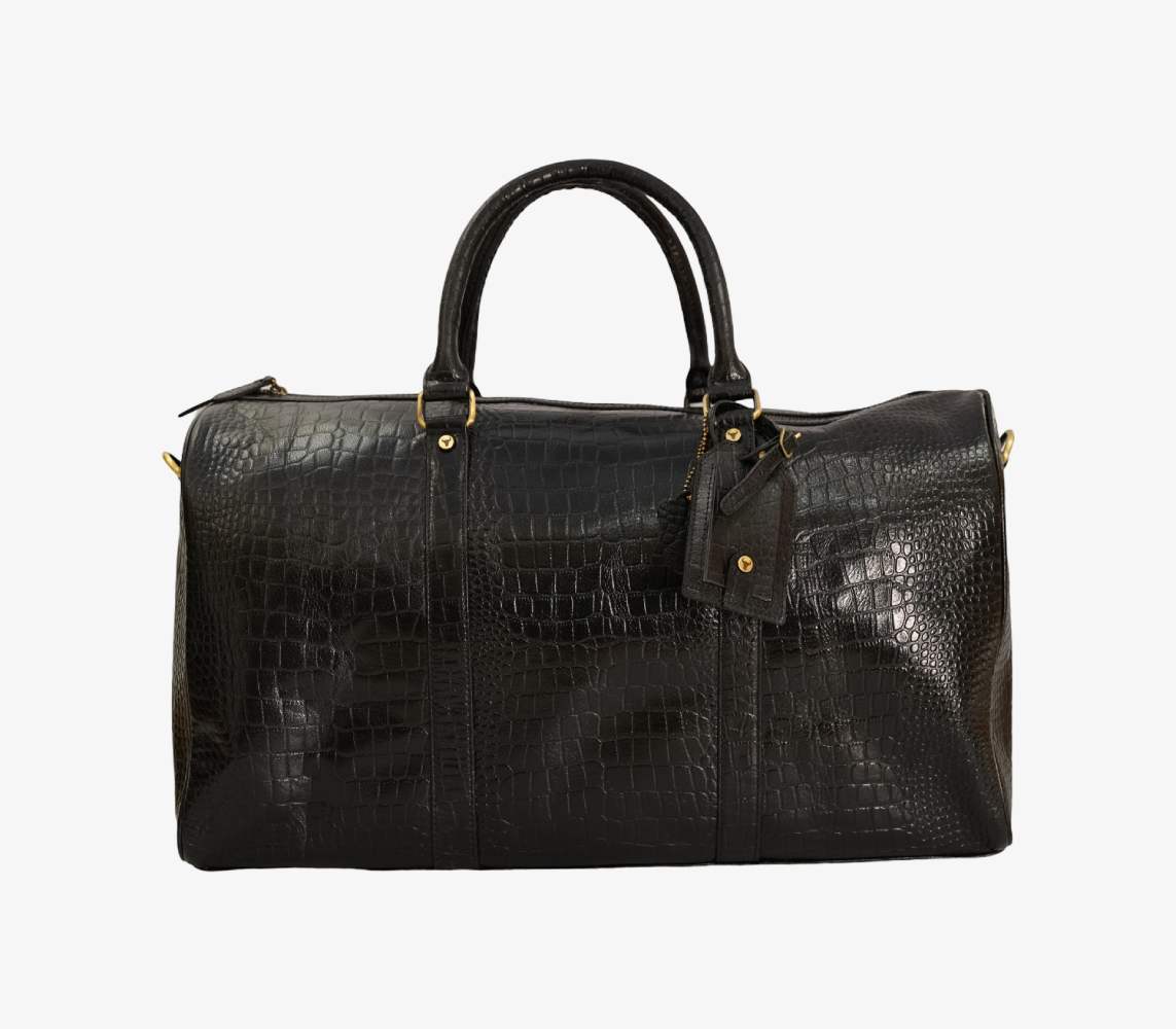 Luxury Croc-Embossed Pure Leather Duffle Bag Rich text editor Description