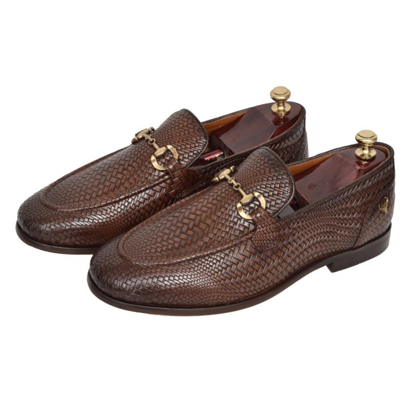 Light Brown Croc-Embossed Loafers