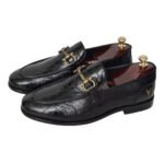 Black Croc-Embossed Loafers